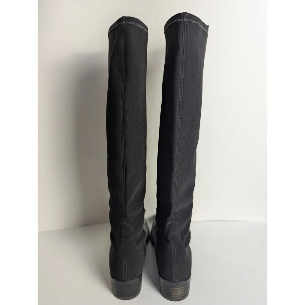 Stuart Weitzman Gray And Black 5050 Suede Knee‎ Boots Size 7.5M Stretch Low Heel